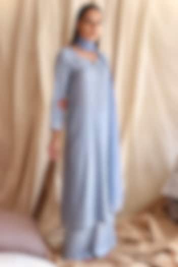 Cool Grey Hand Embroidered Kurta Set by Shrutkirti at Pernia's Pop Up Shop