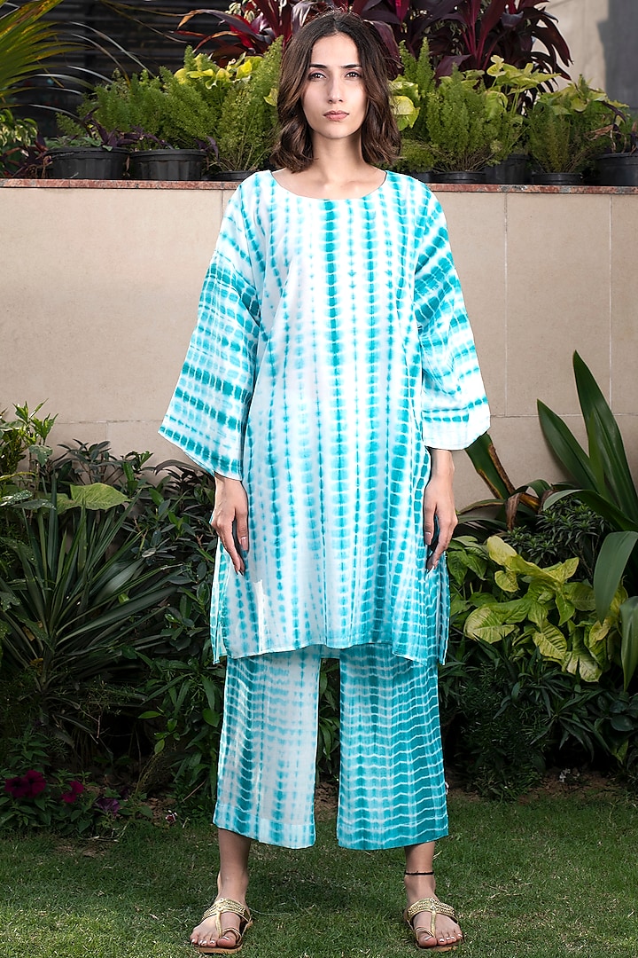 Teal Tie-Dye Co-Ord Set by Shrutkirti at Pernia's Pop Up Shop