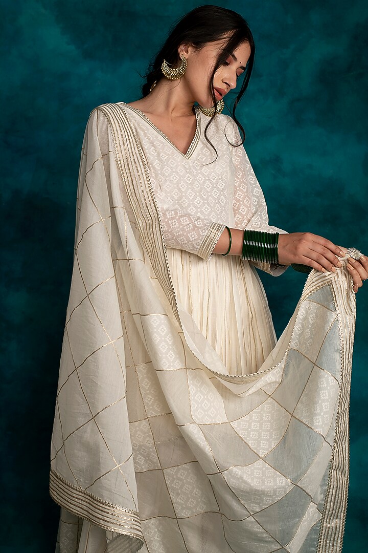 Ivory Pure Chanderi Sharara Set by Shrutkirti at Pernia's Pop Up Shop