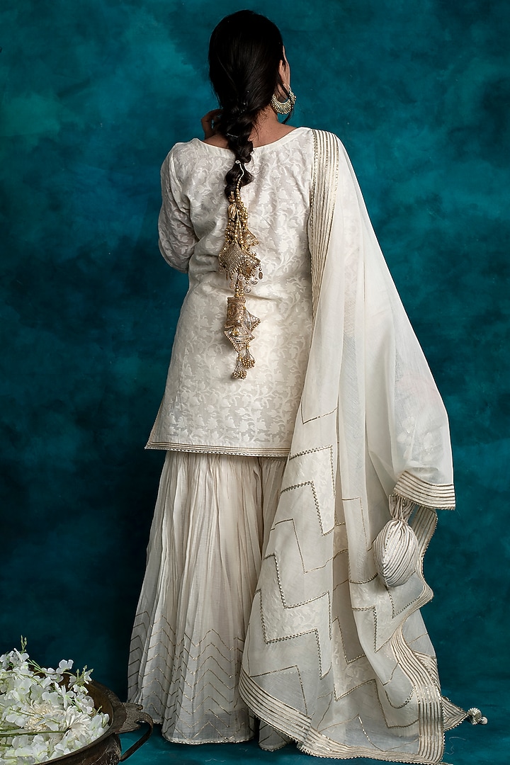 Ivory Pure Chanderi Sharara Set by Shrutkirti at Pernia's Pop Up Shop