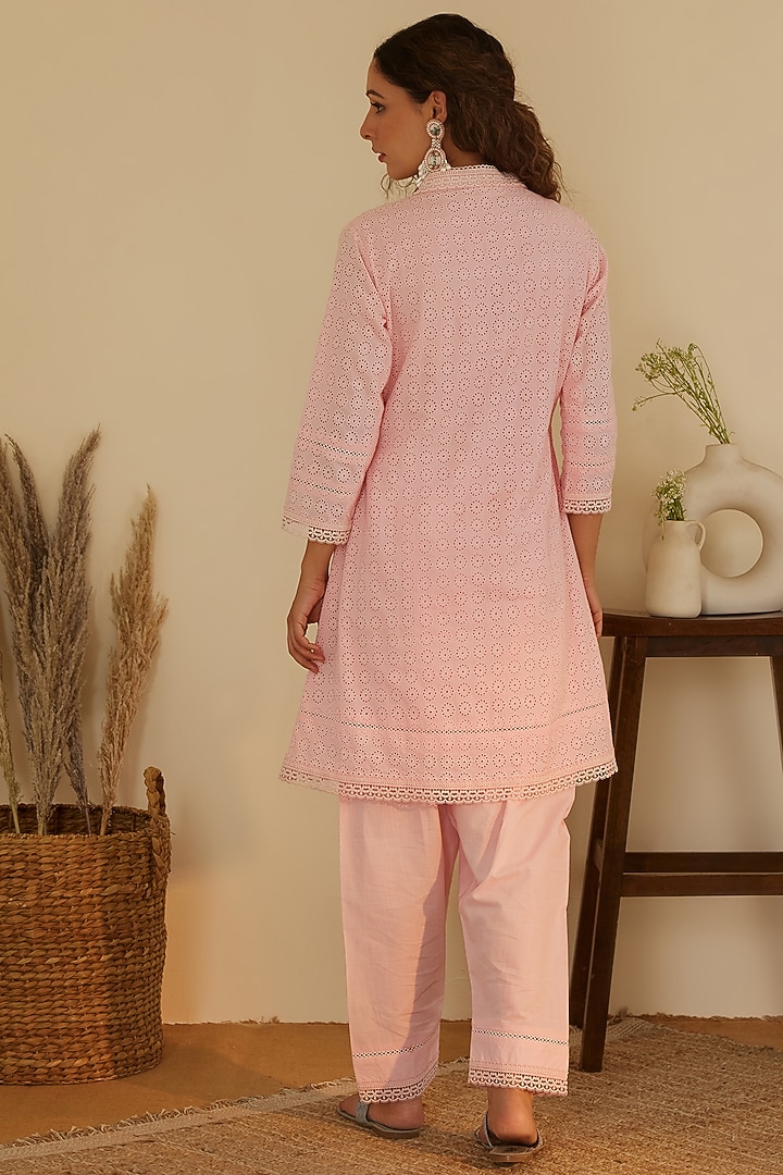 Pink Pure Cotton Kurta Set by Shrutkirti at Pernia's Pop Up Shop