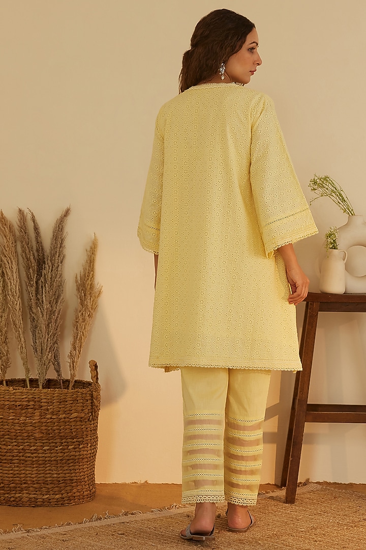 Yellow Pure Cotton Kurta Set by Shrutkirti at Pernia's Pop Up Shop