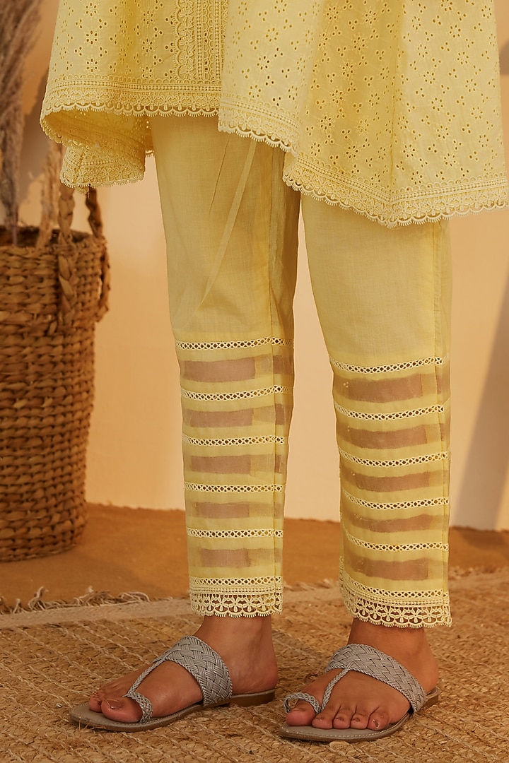 Yellow Pure Cotton Kurta Set by Shrutkirti at Pernia's Pop Up Shop