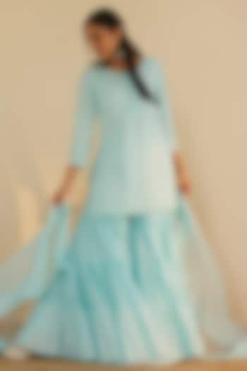 Blue Pure Cotton Sharara Set by Shrutkirti at Pernia's Pop Up Shop