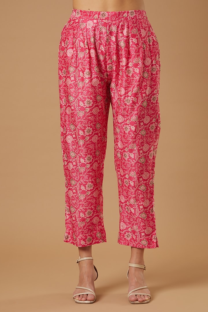 Pink Chanderi Kurta Set by Shrutkirti at Pernia's Pop Up Shop