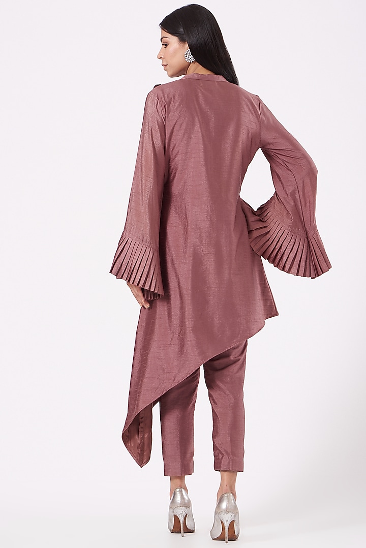 Nude Brown Embroidered Tunic Set by Shruti Goyal at Pernia's Pop Up Shop