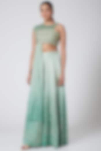 Turquoise Embroidered Pants Set by Show Shaa at Pernia's Pop Up Shop