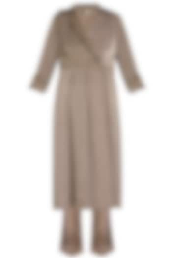 Mocha Brown Embroidered Pleated Tunic With Pants  by Show Shaa at Pernia's Pop Up Shop