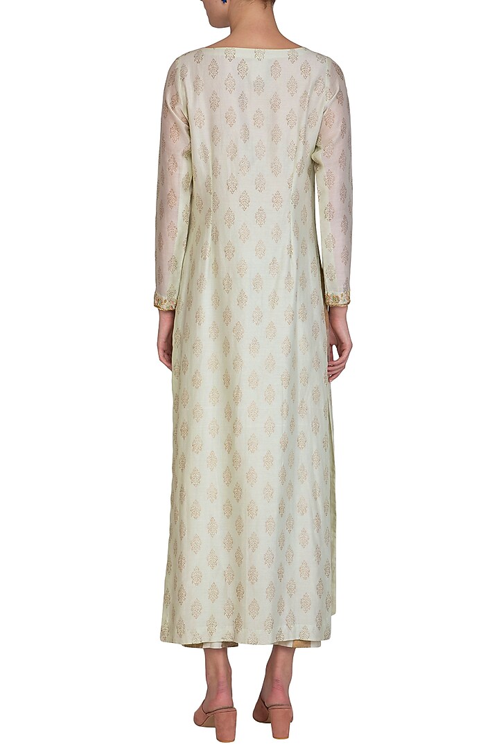 Mint Embroidered Tunic With Block Printed Pants by Show Shaa at Pernia's Pop Up Shop