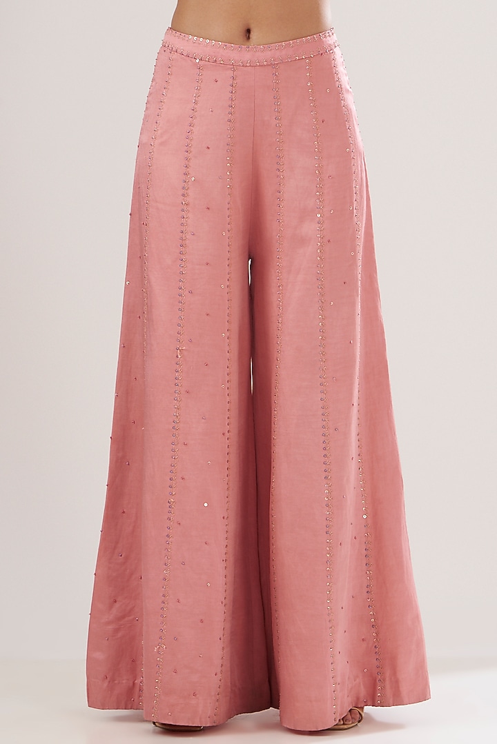 Peach Raw Silk Wedding Sharara Set by Show Shaa at Pernia's Pop Up Shop