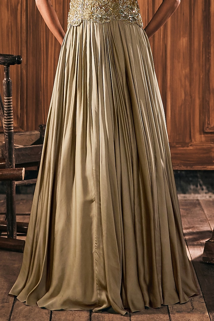Sage Green Satin Skirt Set by Show Shaa at Pernia's Pop Up Shop