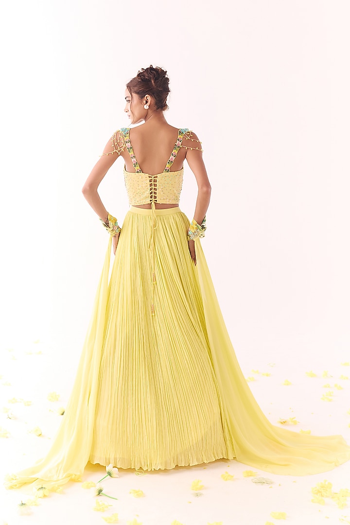 Yellow Chiffon Ruched Skirt Set by Show Shaa at Pernia's Pop Up Shop