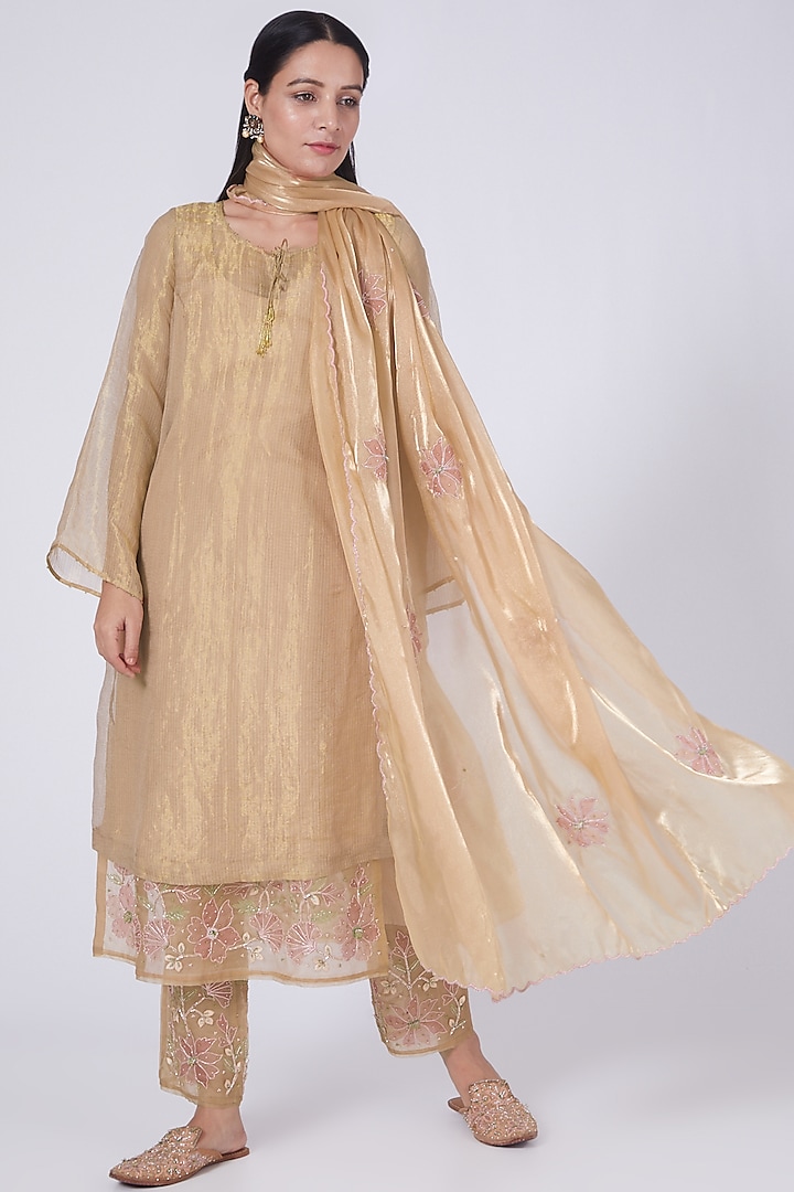 Gold Kota Silk Kurta Set by Show Shaa at Pernia's Pop Up Shop