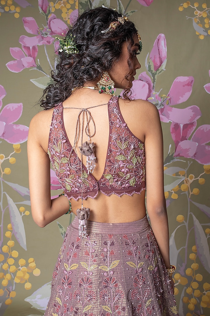 Purple Embroidered Wedding Lehenga Set by Show Shaa at Pernia's Pop Up Shop