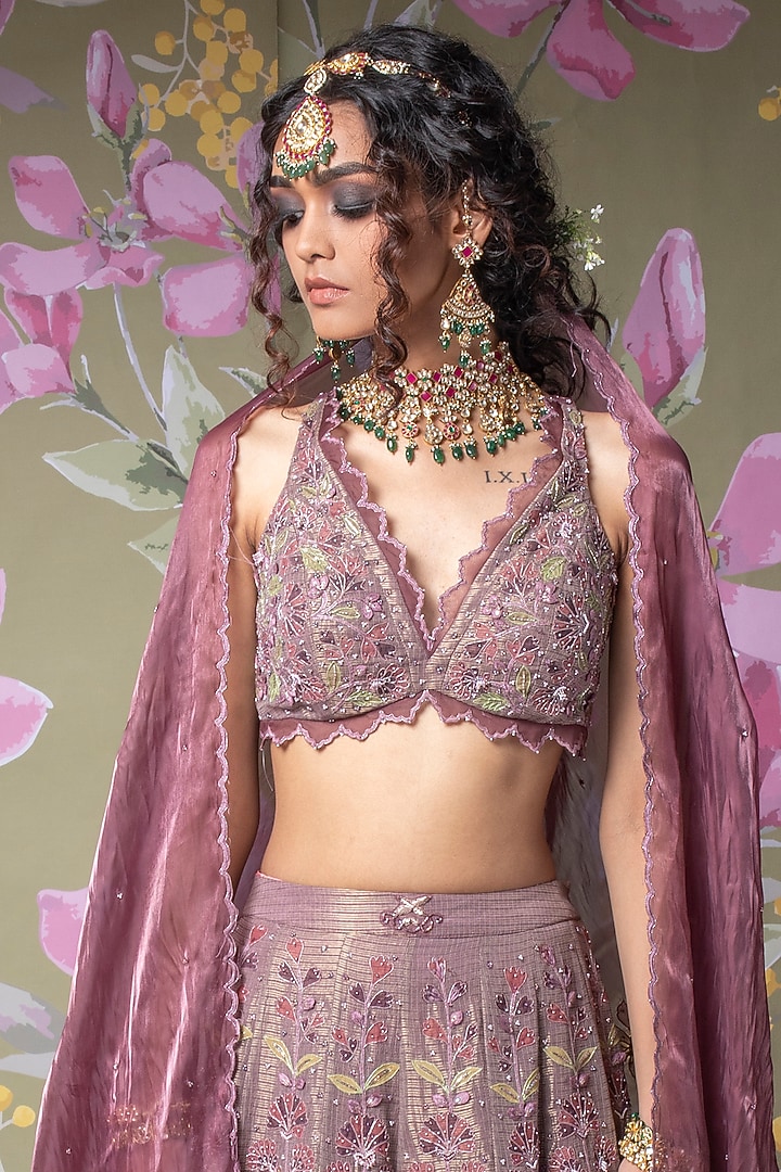 Purple Embroidered Wedding Lehenga Set by Show Shaa at Pernia's Pop Up Shop