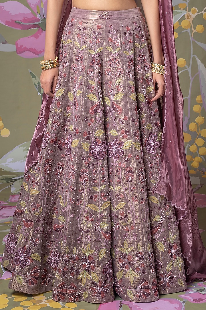 Purple Embroidered Wedding Lehenga Set by Show Shaa at Pernia's Pop Up Shop