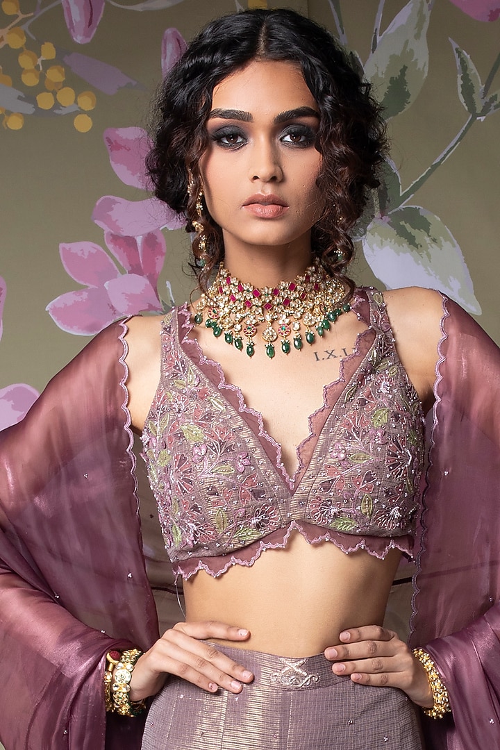 Purple Embroidered Pant Set by Show Shaa at Pernia's Pop Up Shop