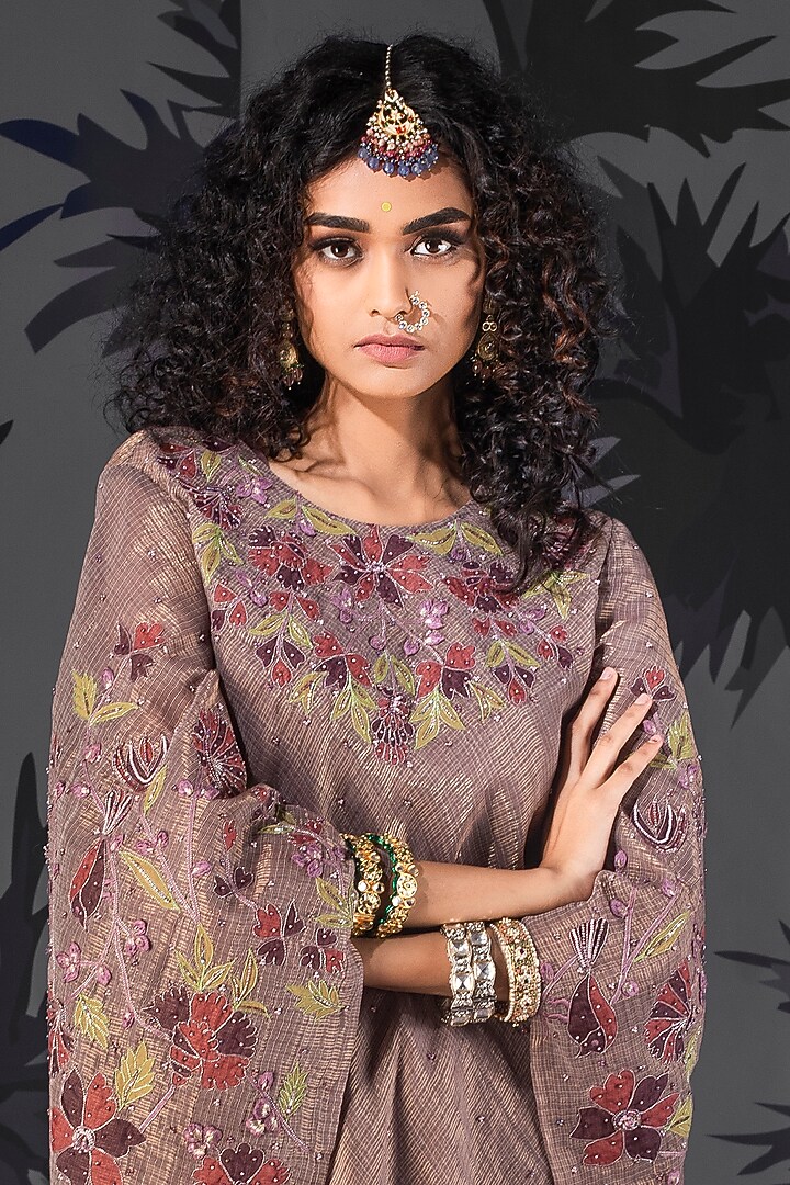 Purple Embroidered Tunic Set by Show Shaa at Pernia's Pop Up Shop
