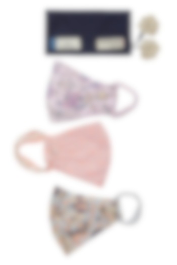 Multi Colored Block Printed Masks (Set of 3) by Show Shaa at Pernia's Pop Up Shop