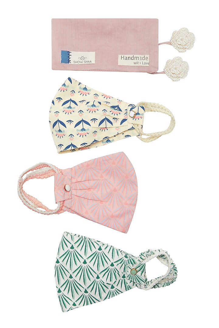 Multi Colored Printed Masks (Set of 3) by Show Shaa at Pernia's Pop Up Shop