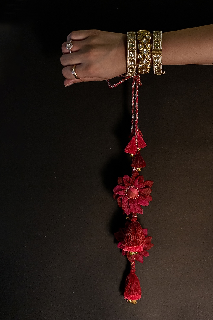 Maroon Embroidered Lumba Rakhi by Show Shaa at Pernia's Pop Up Shop