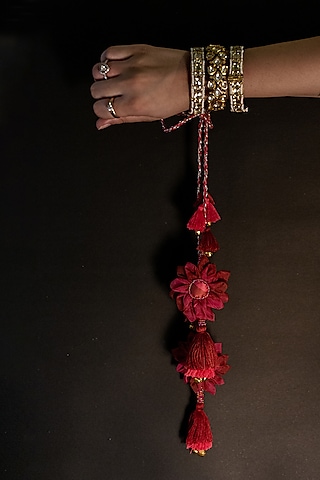 Maroon Embroidered Lumba Rakhi by Show Shaa