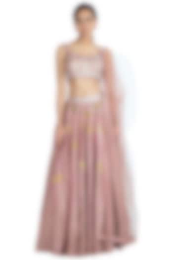Rose Pink Printed Embroidered Lehenga Set by Show Shaa