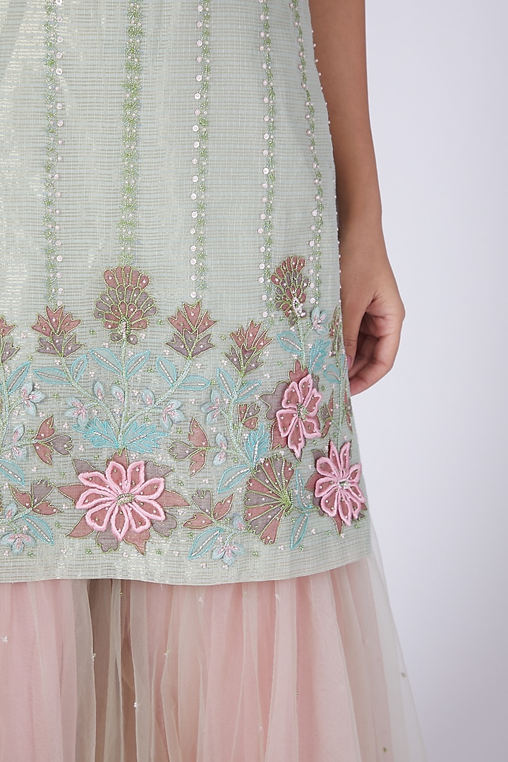 Blush Pink Tulle & Net Embellished Gharara Set by Show Shaa at Pernia's Pop Up Shop