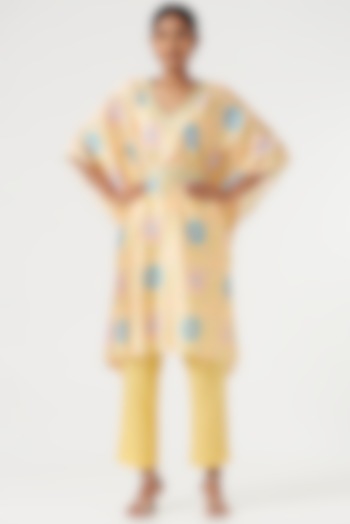 Yellow Printed Kaftan Set by Show Shaa at Pernia's Pop Up Shop