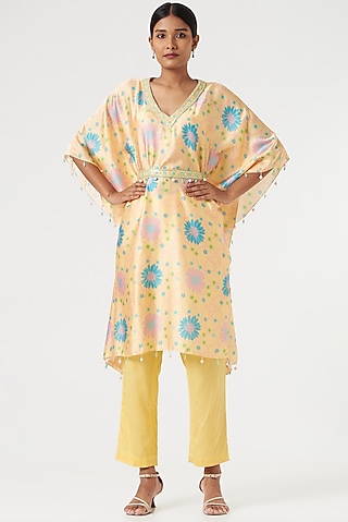 Yellow Printed Kaftan Set by Show Shaa