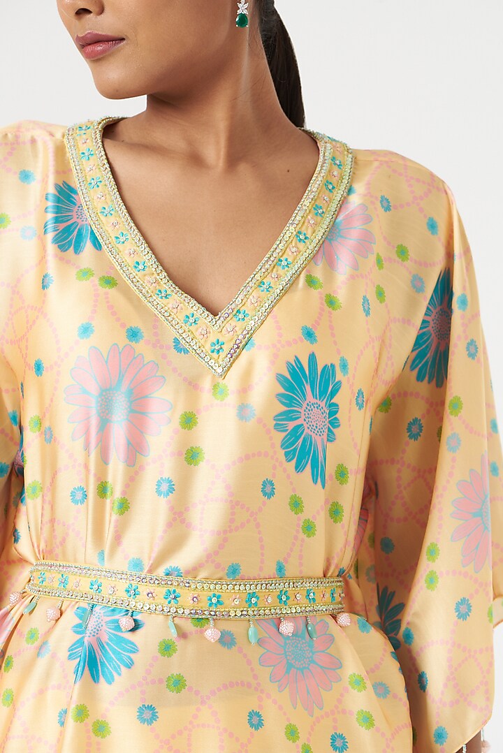 Yellow Printed Kaftan Set by Show Shaa at Pernia's Pop Up Shop