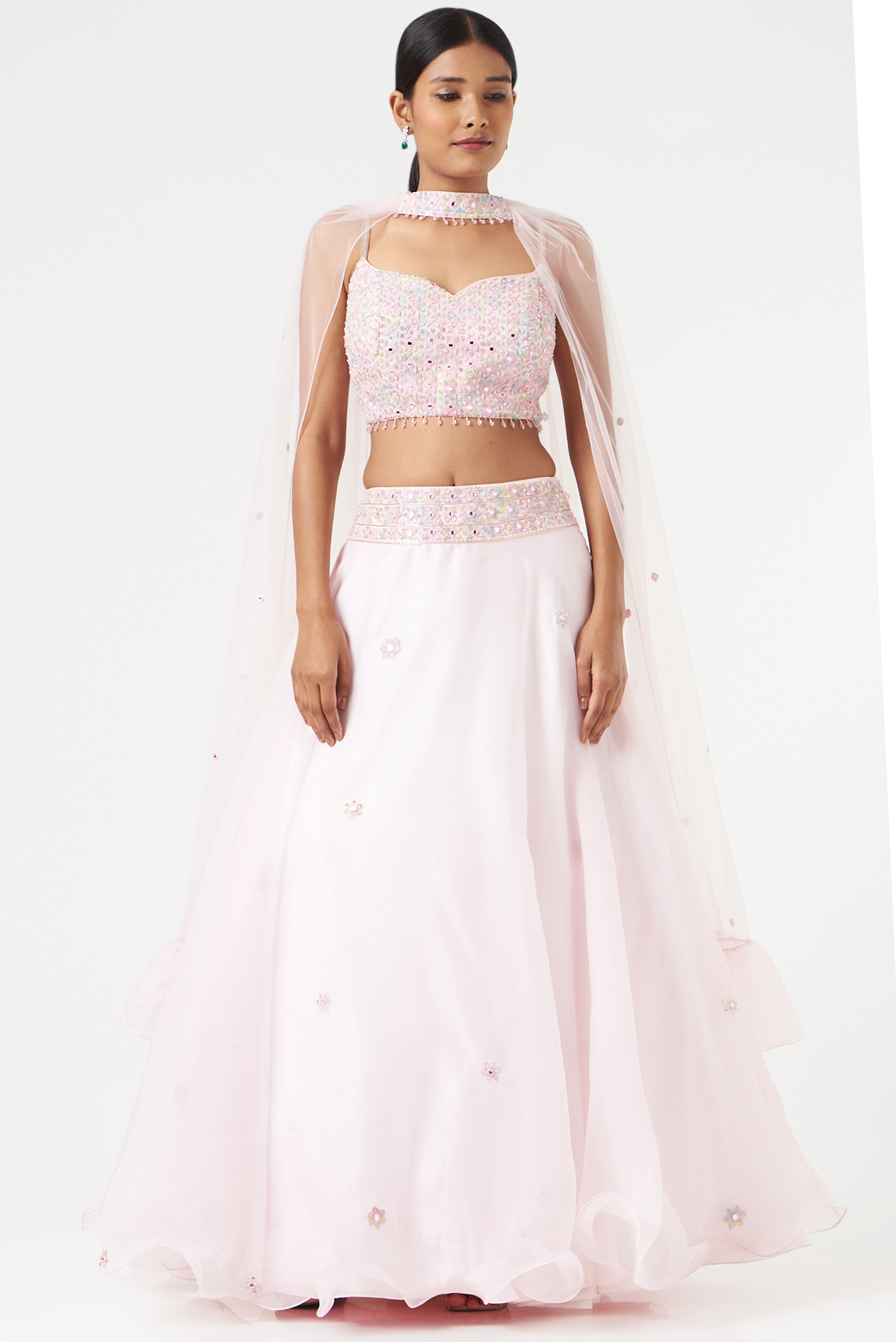 Blush Pink Embroidered Lehenga Set by Show Shaa