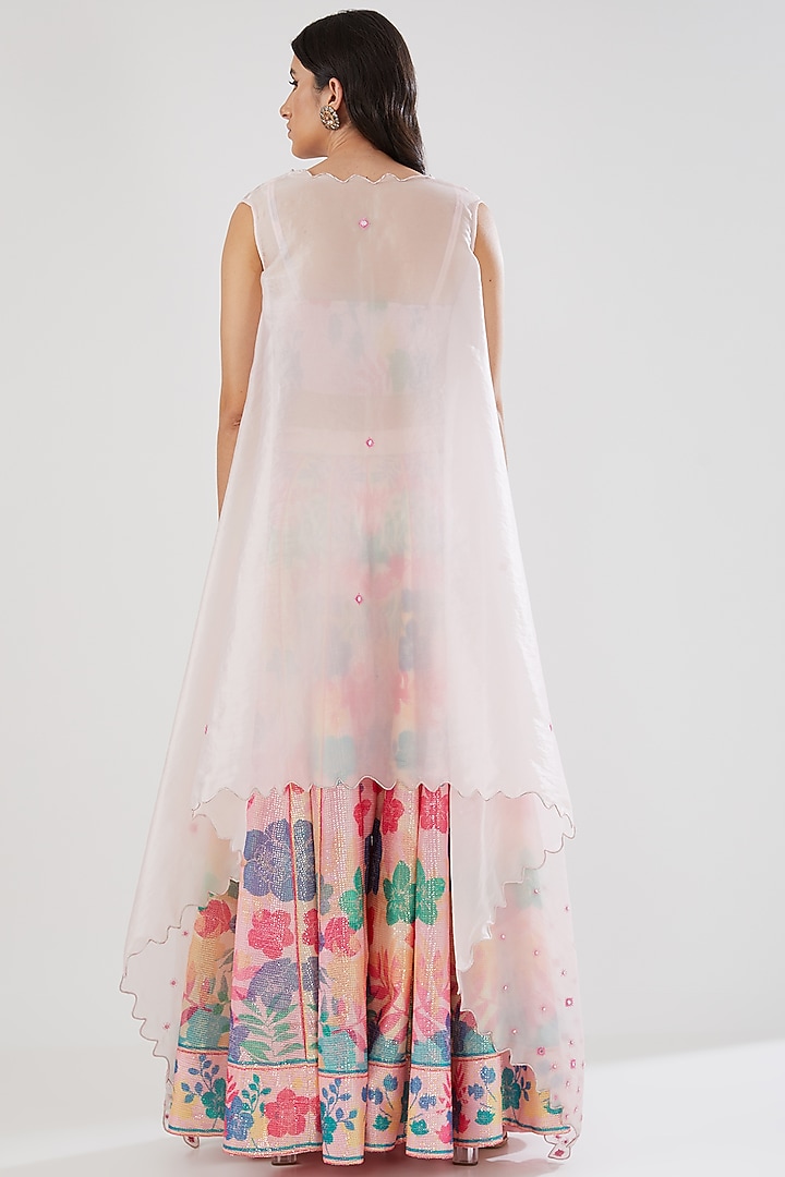 Peach Sequins Printed Wedding Sharara Set by Show Shaa at Pernia's Pop Up Shop