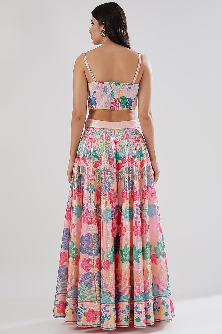 Peach Sequins Printed Wedding Sharara Set by Show Shaa at Pernia's Pop Up Shop