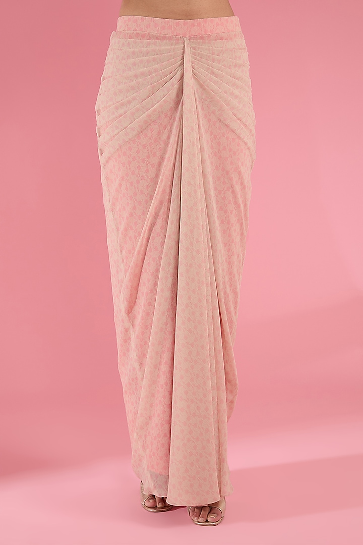 Pink Chiffon Draped Skirt Set by Show Shaa at Pernia's Pop Up Shop