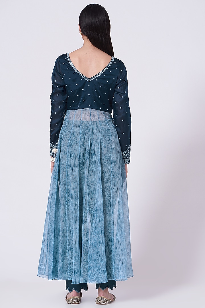 Cobalt Blue Embroidered Angrakha Kurta Set by Show Shaa at Pernia's Pop Up Shop
