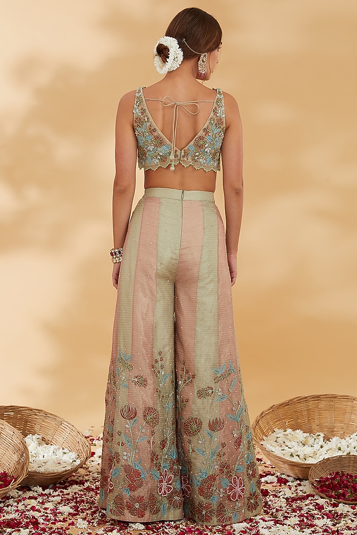 Dusty Rose & Mint Kota Silk Kalidar Pant Set by Show Shaa at Pernia's Pop Up Shop