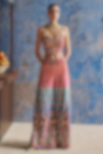 Multi-Colored Ombre Chanderi Hand & Machine Embroidered Wedding Sharara Set by Show Shaa at Pernia's Pop Up Shop