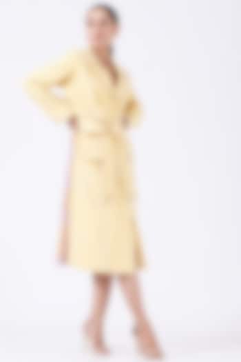 Yellow Crepe Trench Coat by Show Shaa