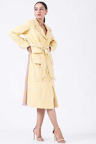 Yellow Crepe Trench Coat by Show Shaa