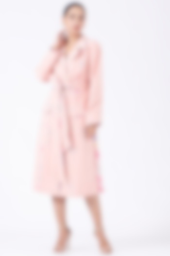Peach Crepe Trench Coat by Show Shaa