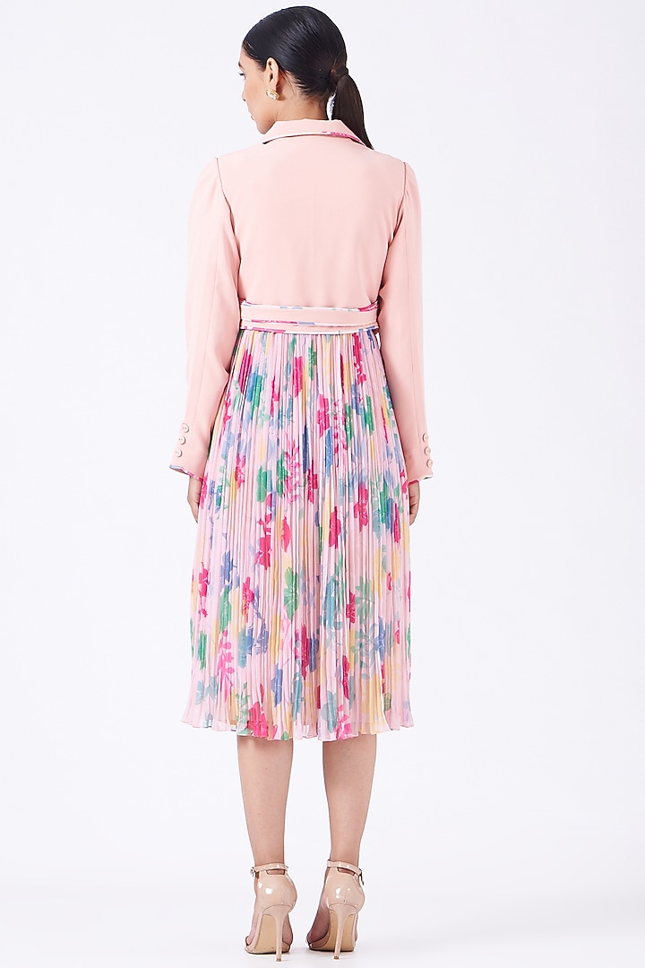 Peach Crepe Trench Coat by Show Shaa at Pernia's Pop Up Shop