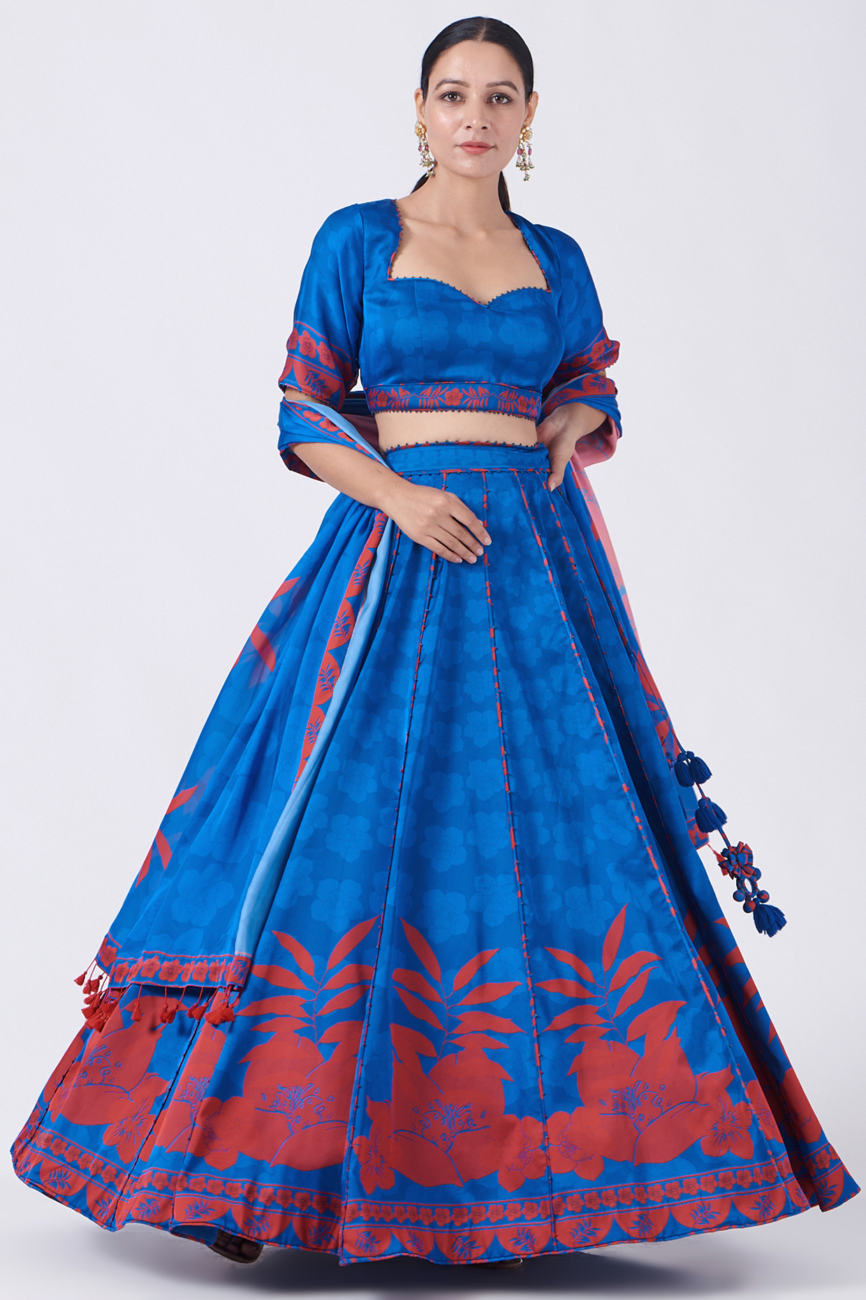 Ribbon Blue Printed Lehenga Set by Show Shaa