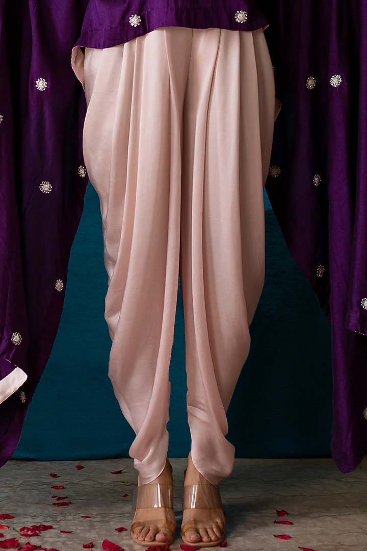 Purple Bemberg Silk Embroidered Cape Set by SOHA BY HARLEEN AND SONA at Pernia's Pop Up Shop