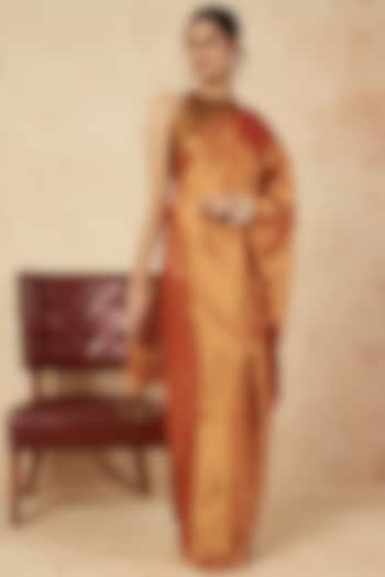 Red Gold Handloom Zari Party Wear Saree by Sheela Suthar at Pernia's Pop Up Shop