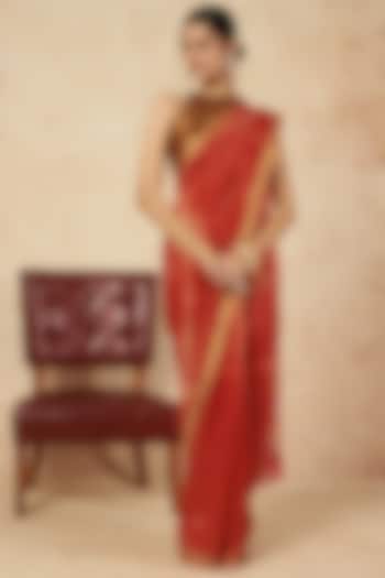 Red Handloom Silk Party Wear Saree by Sheela Suthar at Pernia's Pop Up Shop