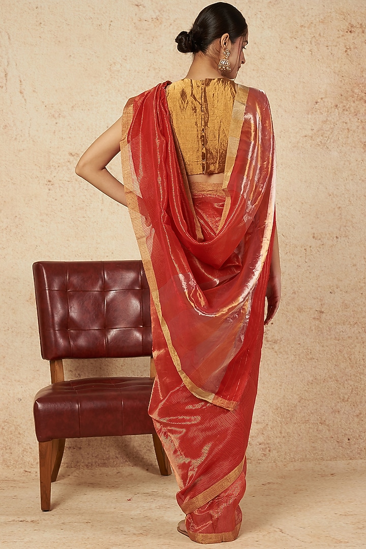 Red Handloom Silk Party Wear Saree by Sheela Suthar at Pernia's Pop Up Shop