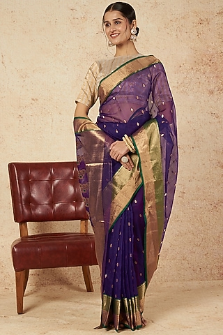 Ink Blue Handloom Silk Saree by Sheela Suthar