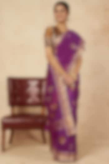 Purple Saree In Handloom Silk by Sheela Suthar Pret|Couture