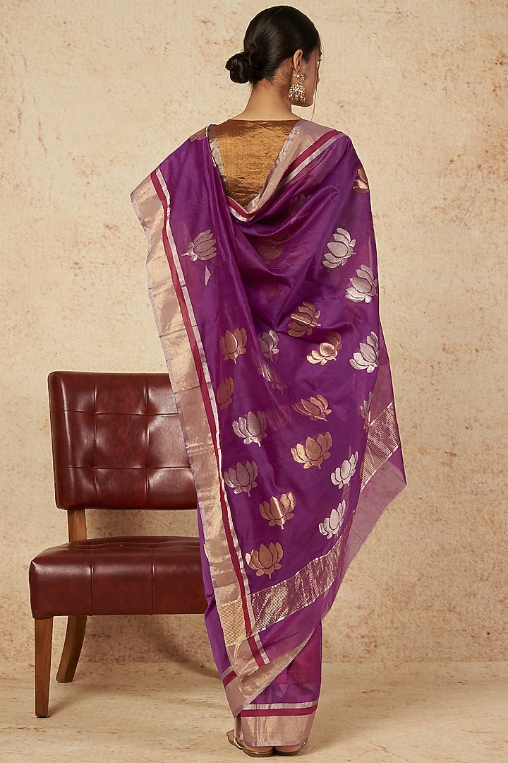 Purple Festive Saree In Handloom Silk by Sheela Suthar at Pernia's Pop Up Shop
